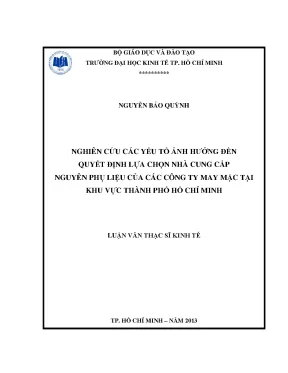 Yếu tố quyết định lựa chọn nhà cung cấp nguyên phụ liệu
