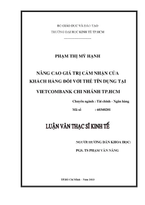 Nâng cao giá trị cảm nhận khách hàng thẻ tín dụng
