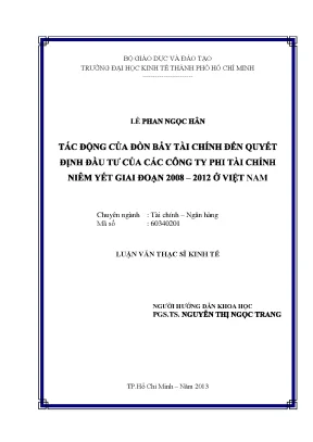 Tác động đòn bẩy tài chính đến đầu tư công ty Việt Nam