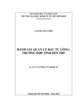 Đánh giá quản lý đầu tư công tại Bến Tre