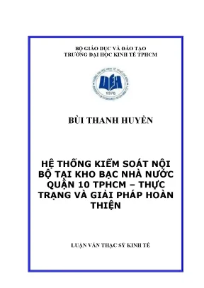 Hoàn thiện hệ thống kiểm soát nội bộ tại kho bạc quận 10