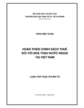 Hoàn thiện chính sách thuế nhà thầu nước ngoài tại VN