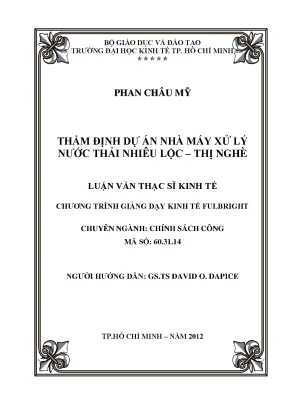 Thẩm định dự án nhà máy xử lý nước thải Nhiêu Lộc