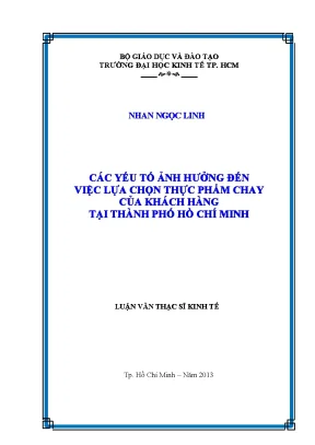 Yếu tố ảnh hưởng đến việc chọn thực phẩm chay tại TP.HCM