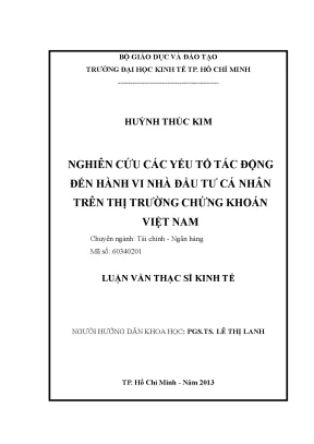 Yếu tố ảnh hưởng đến hành vi nhà đầu tư chứng khoán VN
