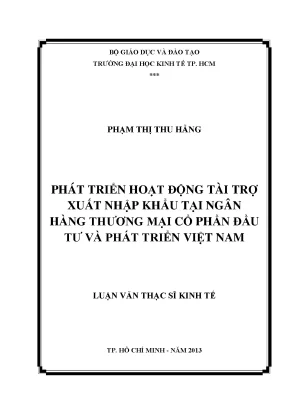 Phát triển tài trợ xuất nhập khẩu tại BIDV