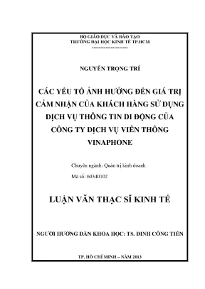 Yếu tố ảnh hưởng đến giá trị cảm nhận dịch vụ VinaPhone