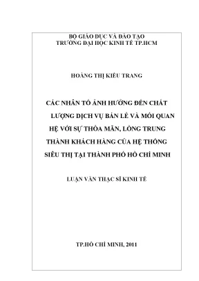 Nhân tố ảnh hưởng đến chất lượng dịch vụ bán lẻ