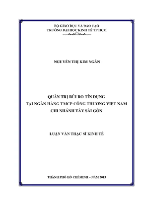 Quản trị rủi ro tín dụng tại ngân hàng TMCP Công Thương