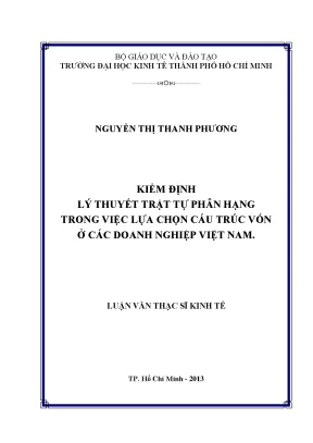 Kiểm định lý thuyết trật tự phân hạng trong cấu trúc vốn