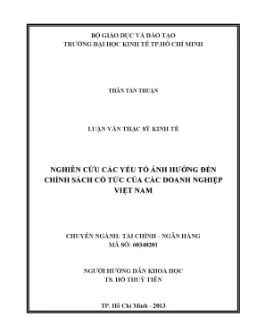 Nghiên cứu chính sách cổ tức doanh nghiệp Việt Nam