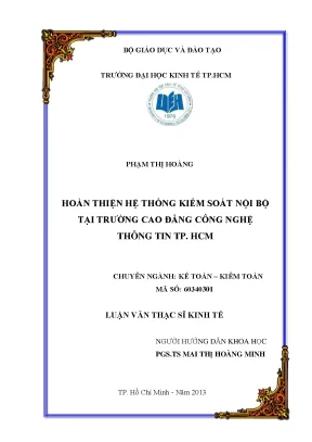Hoàn thiện hệ thống kiểm soát nội bộ tại trường CNTT