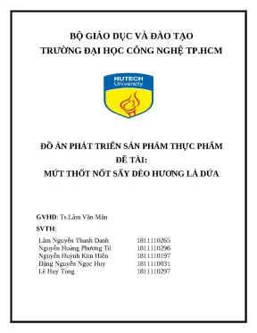 Mứt Thốt Nốt Sấy Dẻo: Đồ Án Phát Triển Sản Phẩm