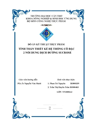 Đồ án: Tính toán thiết kế hệ thống cô đặc đường