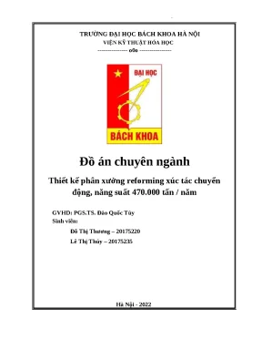 Đồ án Reforming Xúc Tác: Thiết Kế Phân Xưởng Tối Ưu