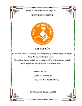 So Sánh Quy Trình Tín Dụng 3 Ngân Hàng: Nhà Nước, Cổ