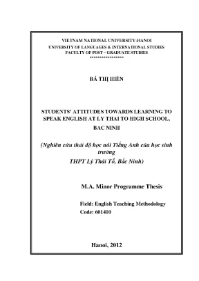 Thái độ học nói tiếng Anh của học sinh THPT