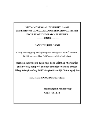 Viết nhóm nâng cao kỹ năng viết cho học sinh THPT