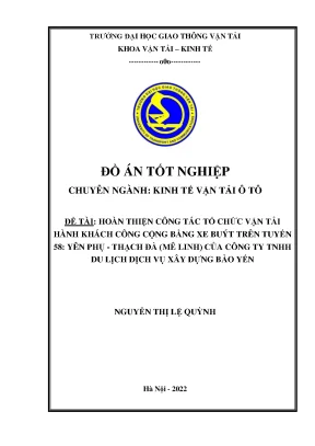 Đồ án Kinh Tế Vận Tải Ô Tô: Xe Buýt Tuyến 58