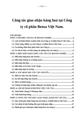 Giao Nhận Hàng Hóa: Đồ Án Tại Bensa Việt Nam