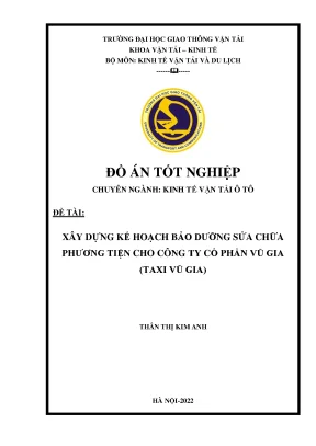 Đồ án tốt nghiệp: Kế hoạch bảo dưỡng Taxi Vũ Gia