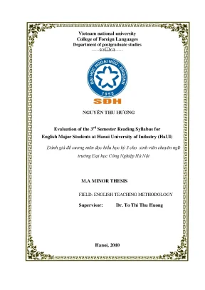 Luận văn thạc sĩ evaluation of the 3rd semester reading syllabus for english major students at hanoi university of industry haui m a thesis linguistics