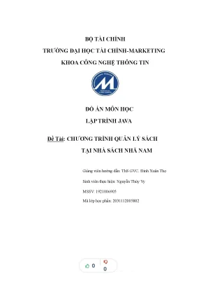 Đồ án Java: Quản lý sách nhà sách hiệu quả