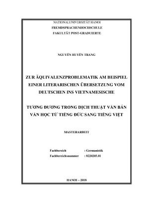 Luận văn thạc sĩ zur äquivalenzproblematik am beispiel einer literarischen übersetzung vom deutschen ins vietnamesische