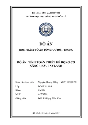 Đồ Án Động Cơ Đốt Trong: Tính Toán & Thiết Kế