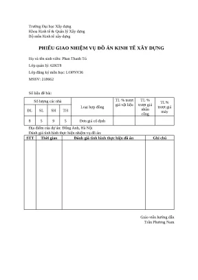 Đồ Án Kinh Tế Xây Dựng: Hướng Dẫn & Thực Hành