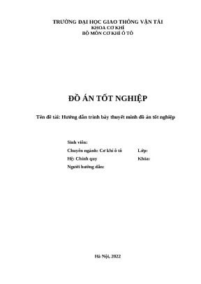 Đồ án tốt nghiệp: Hướng dẫn trình bày & Mẫu
