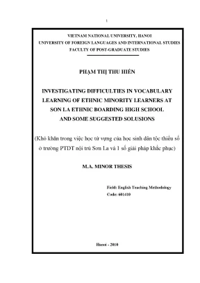Khó khăn học từ vựng của học sinh dân tộc thiểu số