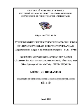 Luận văn thạc sĩ étude des difficultés en expression orale des étudiants danglais débutant en français département de langue et de civilisation françaises ulei unh