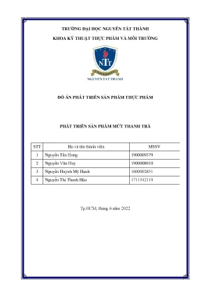 Mứt Thanh Trà: Đồ Án Phát Triển Sản Phẩm Mới