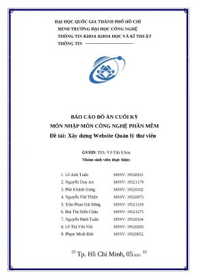 Website Quản Lý Thư Viện: Báo Cáo Đồ Án CNTT