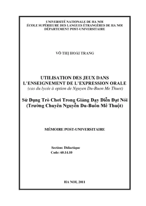 Dạy Diễn Đạt Nói Tiếng Pháp: Luận Văn Thạc Sĩ