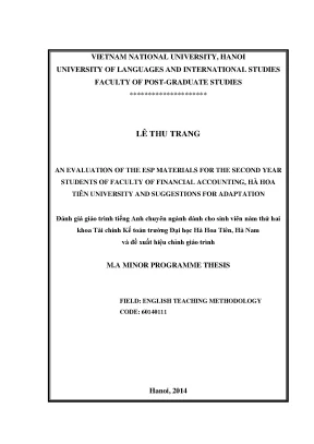 Đánh giá và cải thiện giáo trình ESP Tài chính Kế toán