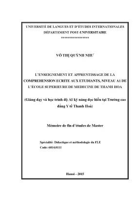 Dạy và học đọc hiểu tiếng Pháp A1: Nghiên cứu