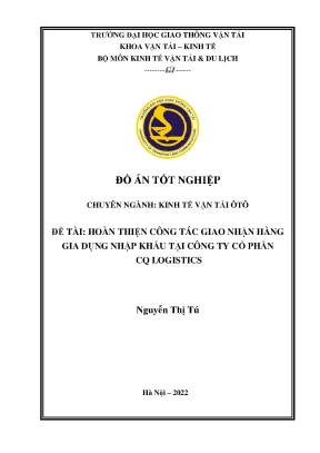 Đồ Án Kinh Tế Vận Tải Ô Tô: Giao Nhận Hàng Nhập Khẩu