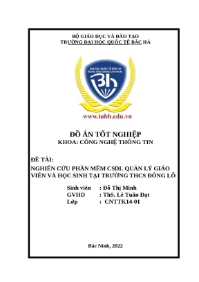 Đồ án tốt nghiệp CSDL Quản lý Giáo viên - Học sinh