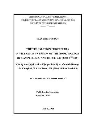 Kỹ thuật dịch Biology Campbell: Nghiên cứu luận văn