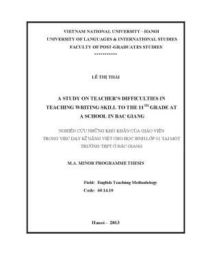Khó khăn dạy viết tiếng Anh lớp 11: Nghiên cứu