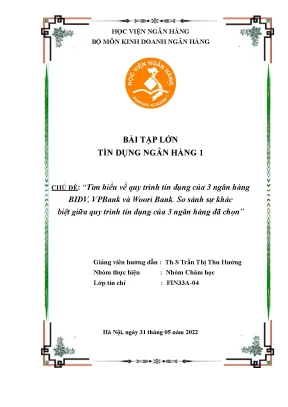 So Sánh Quy Trình Tín Dụng BIDV, VPBank, Woori Bank