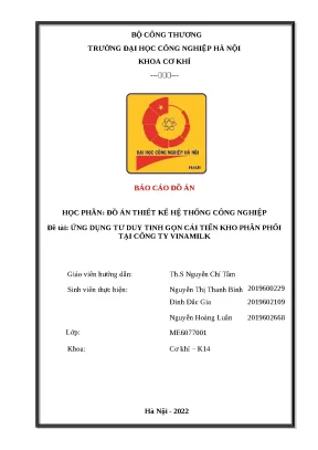 Đồ án thiết kế hệ thống công nghiệp tối ưu