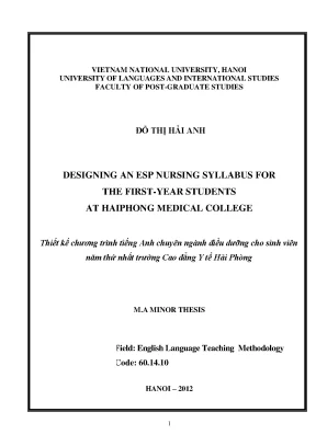 ESP Nursing Syllabus: Thiết Kế Cho Sinh Viên Y Khoa