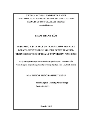 Giáo trình Dịch 1 cho sinh viên Sư phạm Anh