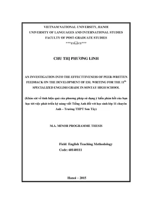 Hiệu quả của phản hồi ngang hàng trong dạy viết ESL