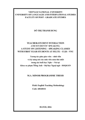 Tương Tác Thầy Trò & Kỹ Năng Nói Tiếng Anh