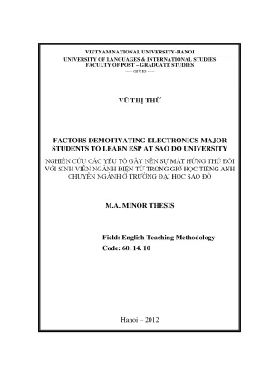 Mất hứng thú học ESP ngành Điện tử: Nghiên cứu tại SDU