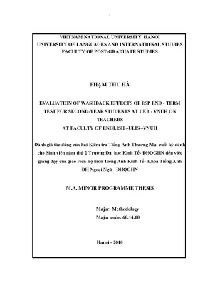 Washback Tests ESP: Tác Động Đến Giáo Viên